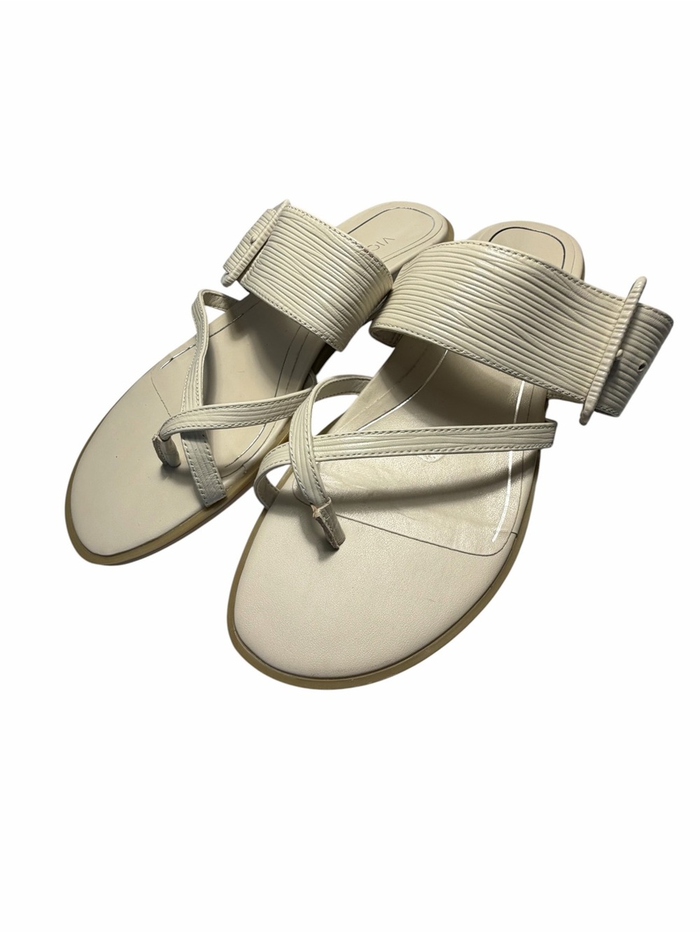 VIONIC Julep Cream Leather Strap Sandals Casual Toe Loop Style Sz 8 - Picture 8 of 12